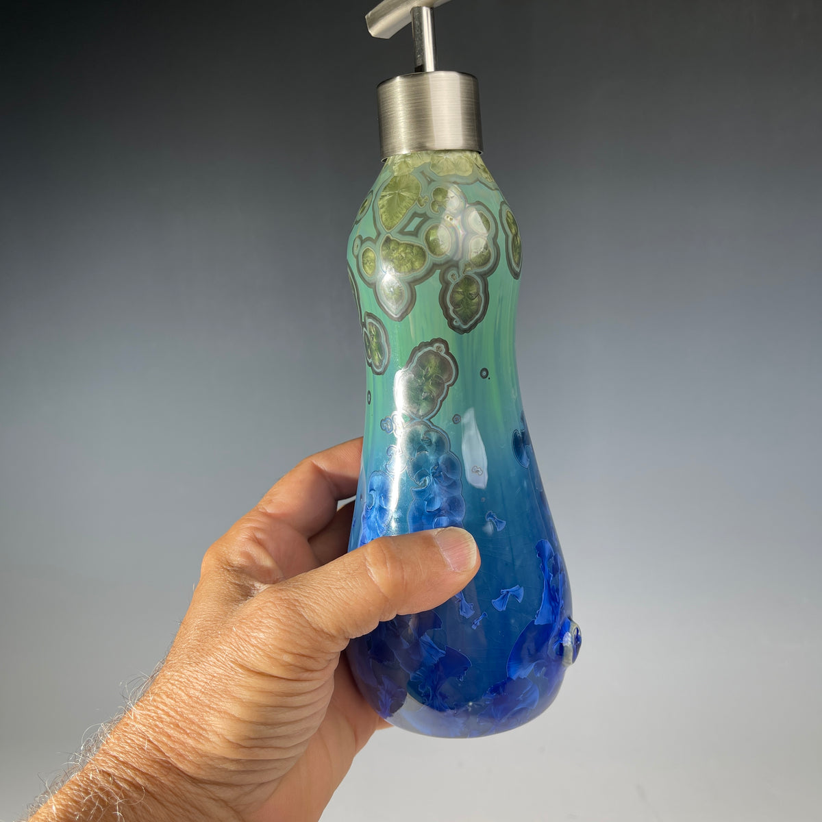 Soap Pump, Lotion and or Hand Sanitizer Pump -green forest jade ultramarine crystalline