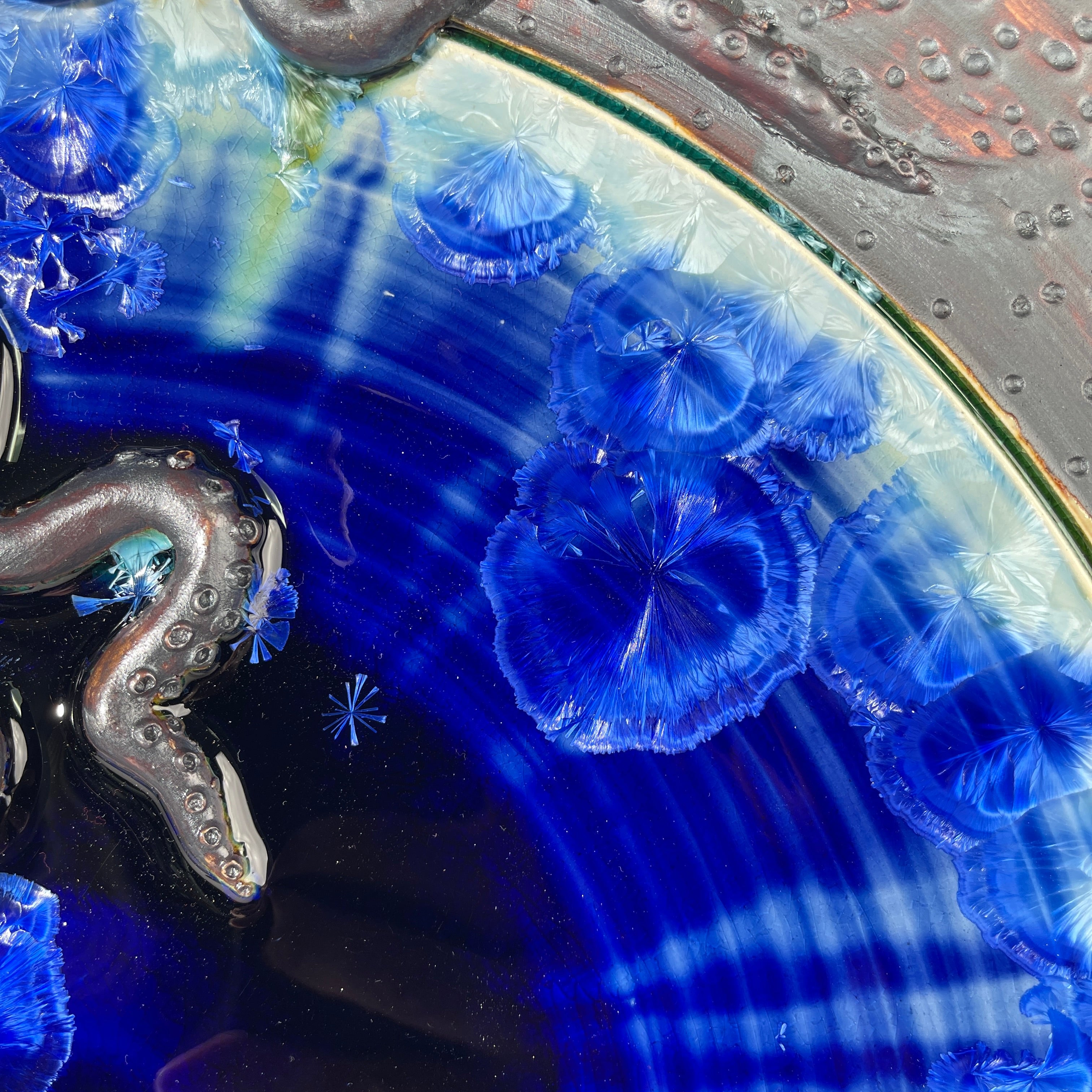 Octopus platter in cobalt to copper fade