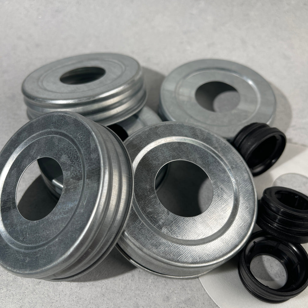 mason jar lid  galvanized with hole for adapting soap pumps