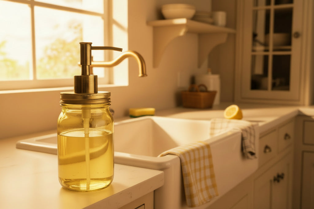 mason jjar soap pump kit skinny brass with brass lid