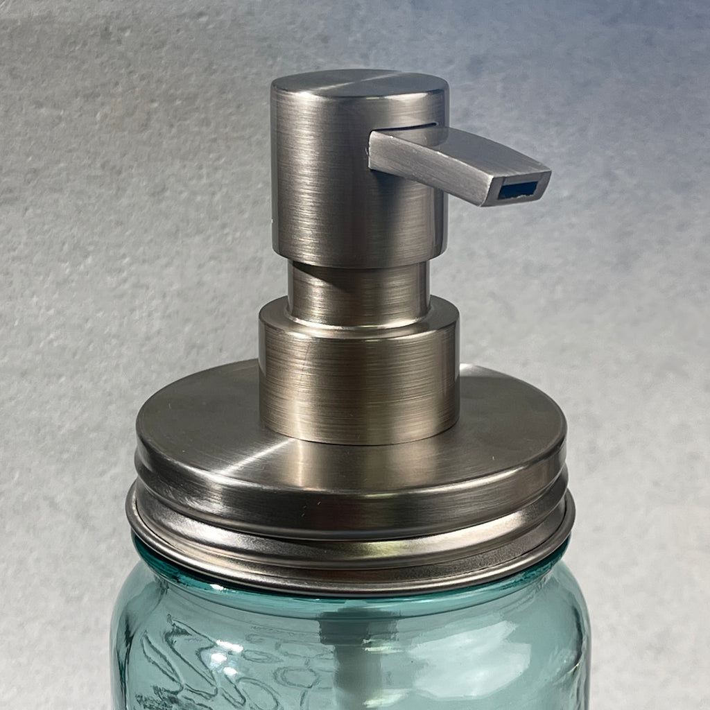 mason jar regular mouth stainless soap pump kit with heavy duty flat head pump