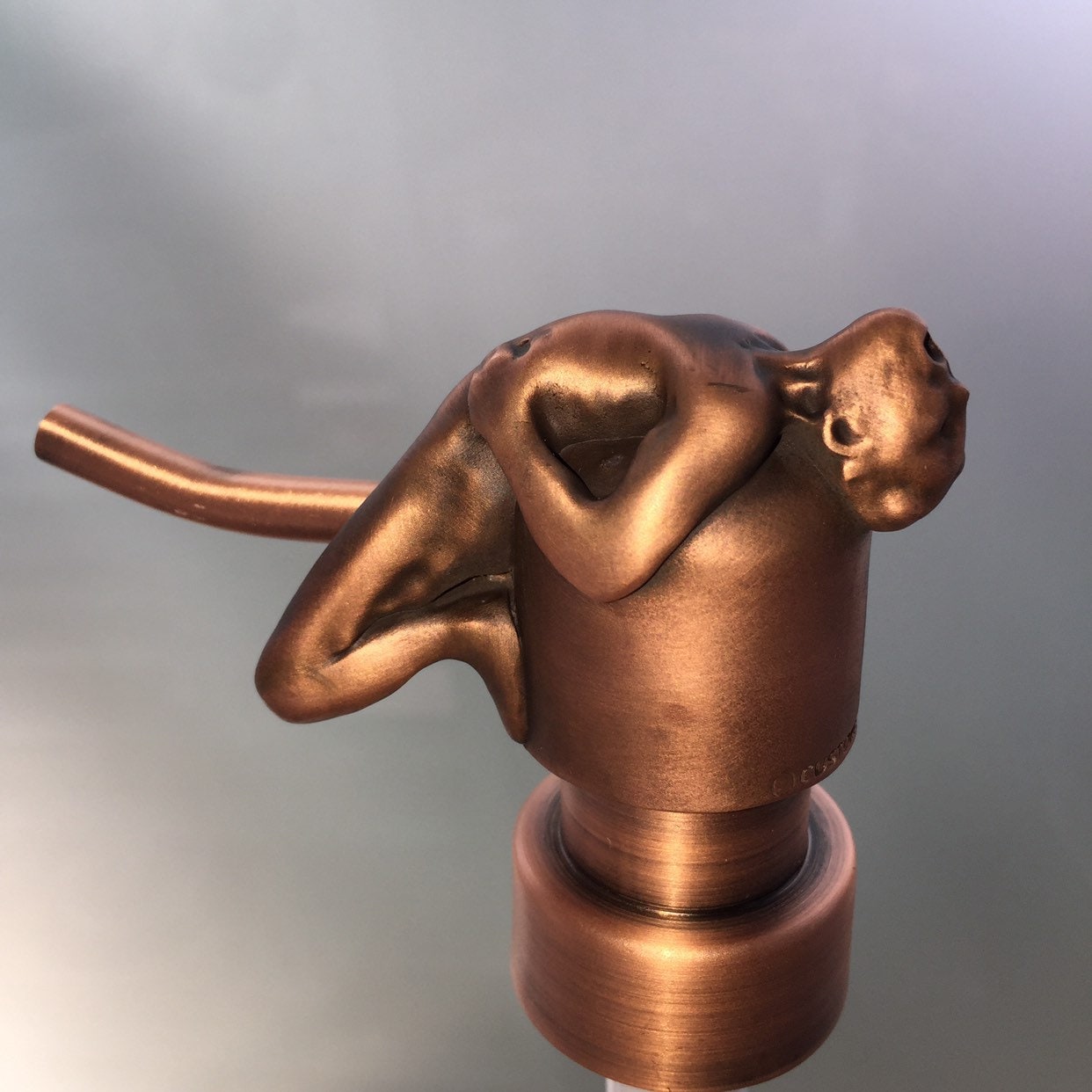 happy man bronze sculptural soap pump