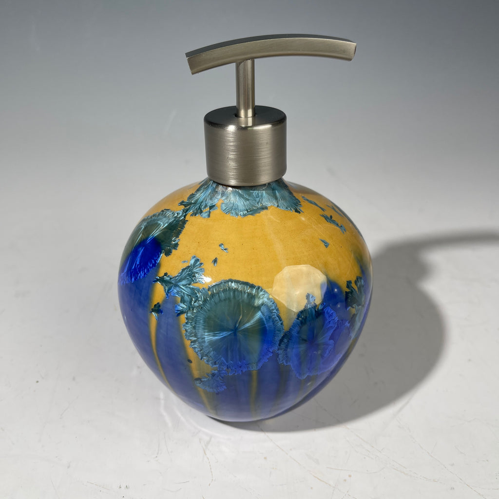 soap pump dispenser amber orange to cobalt blue colored gaze