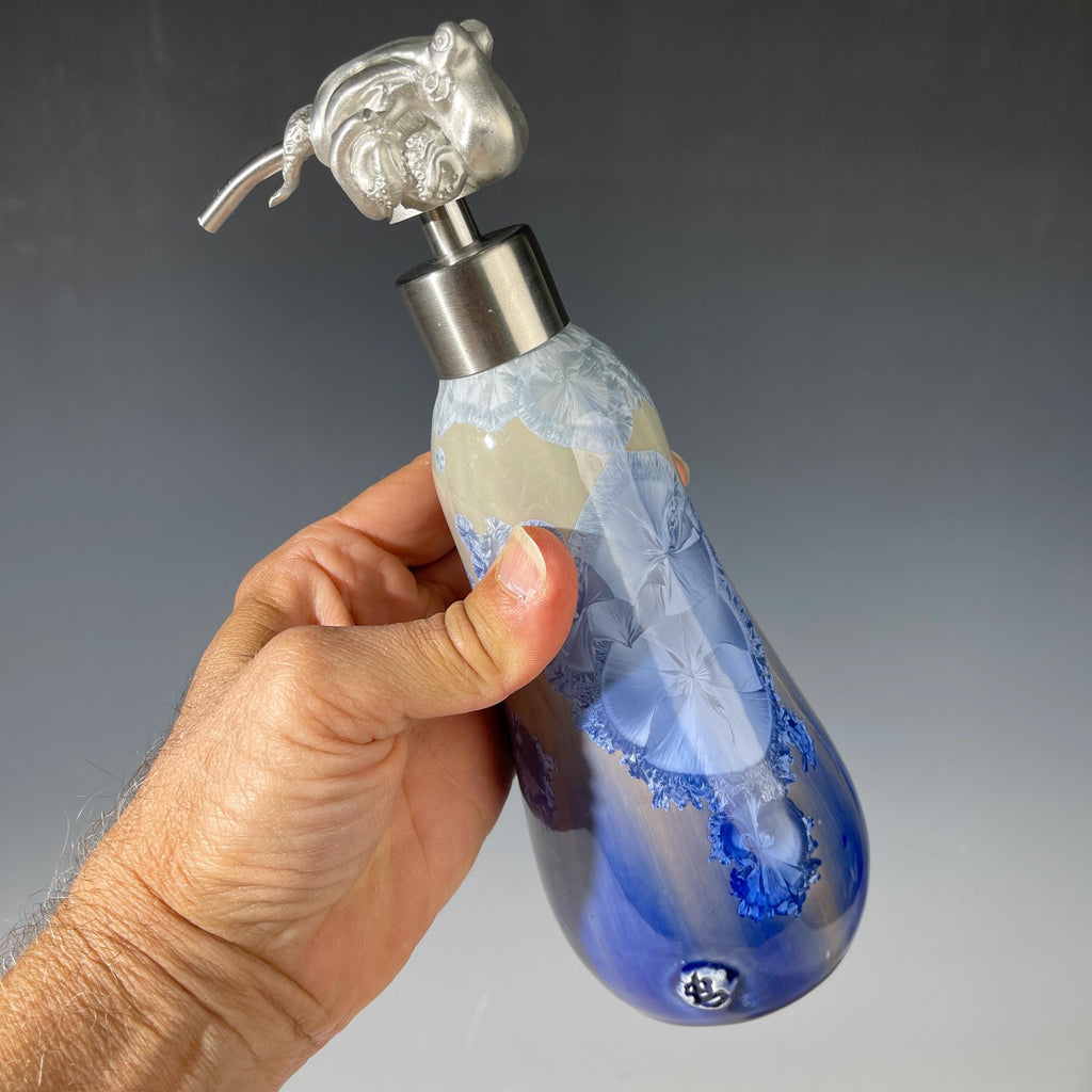 Octopus Soap Pump, Lotion and or Hand Sanitizer Pump silver cobalt fade