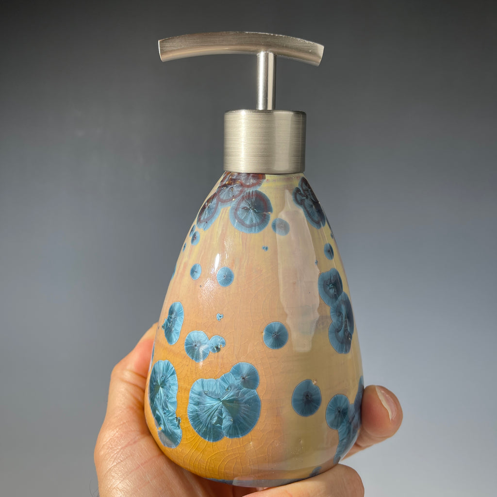 soap pump- palace sparkle crystalline- triangular soap pump lotion dispenser unique handmade
