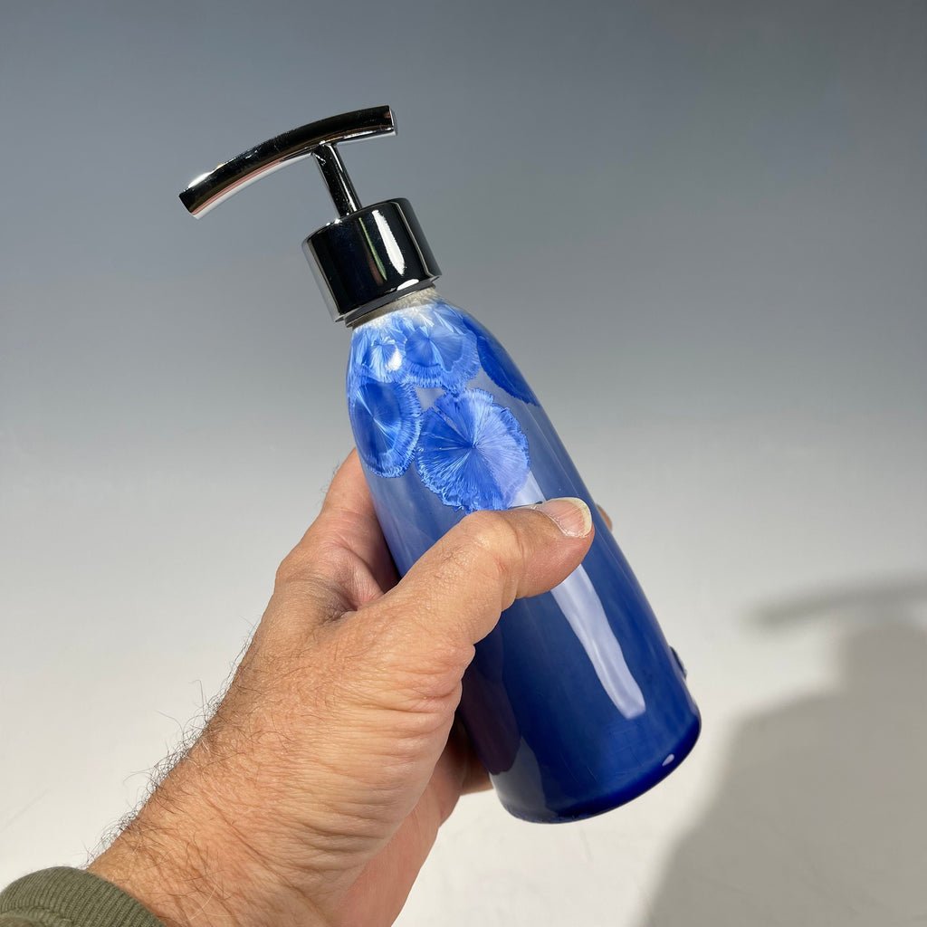 Soap Pump, Lotion and Hand Pump Cobalt crystalline glazed