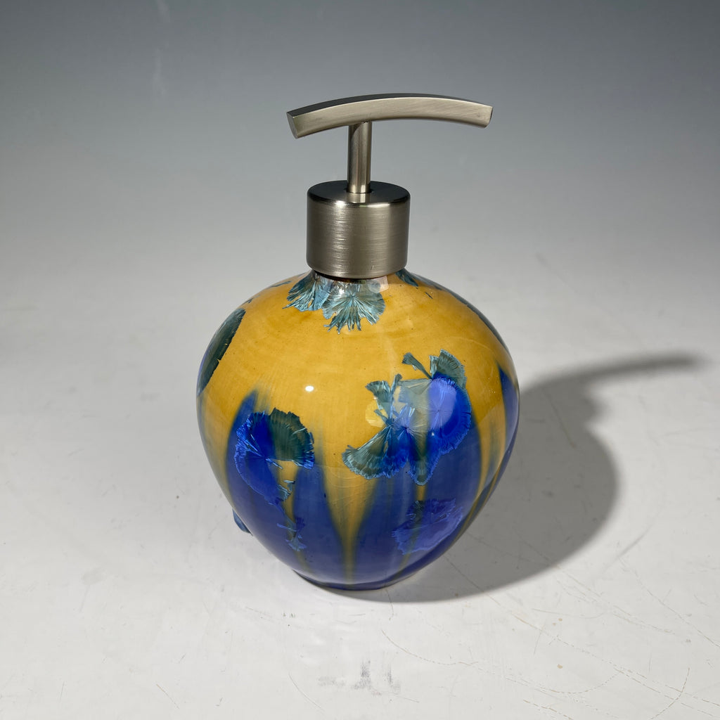 soap pump dispenser amber orange to cobalt blue colored gaze