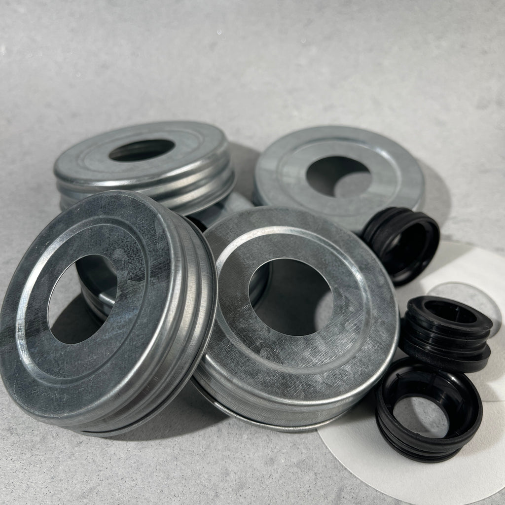 mason jar lid  galvanized with hole for adapting soap pumps