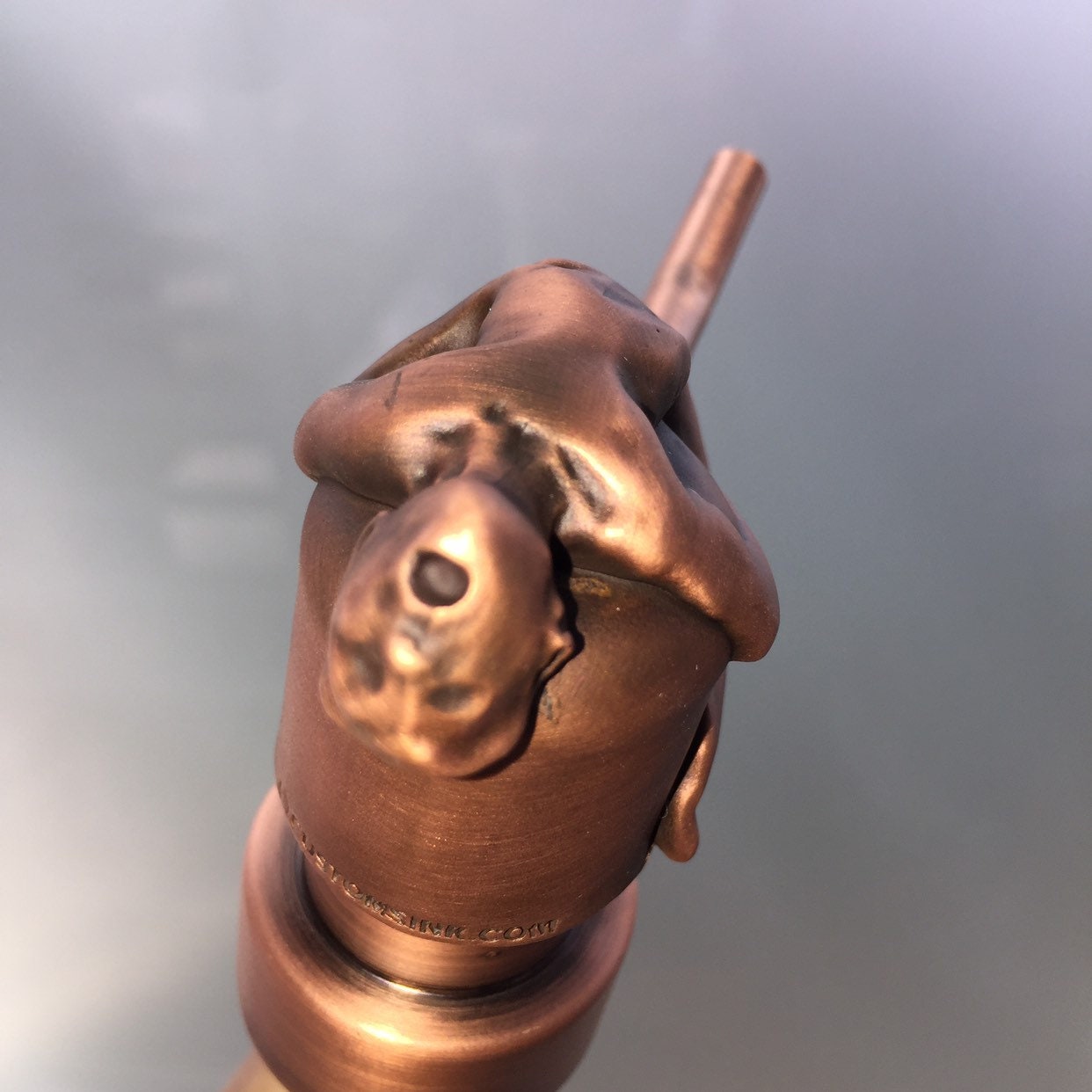 happy man bronze sculptural soap pump