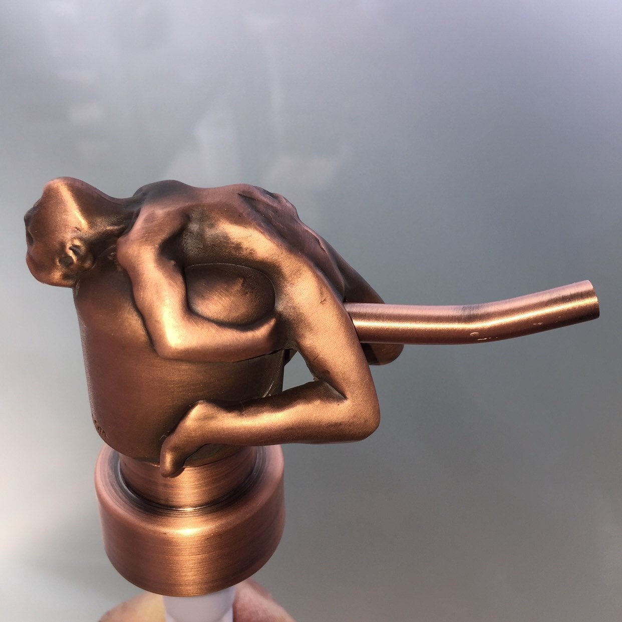 happy man bronze sculptural soap pump