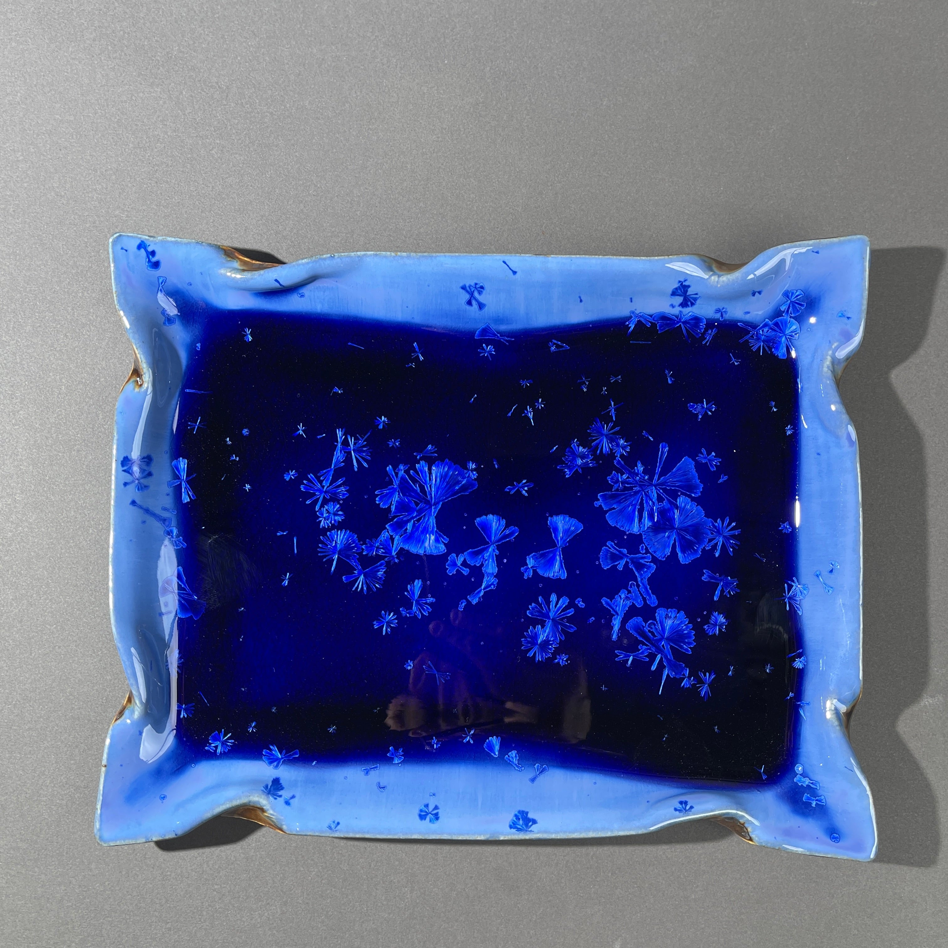 cobalt blue macro crystalline glazed tray by Hong Rubinstein One Dream Design TM