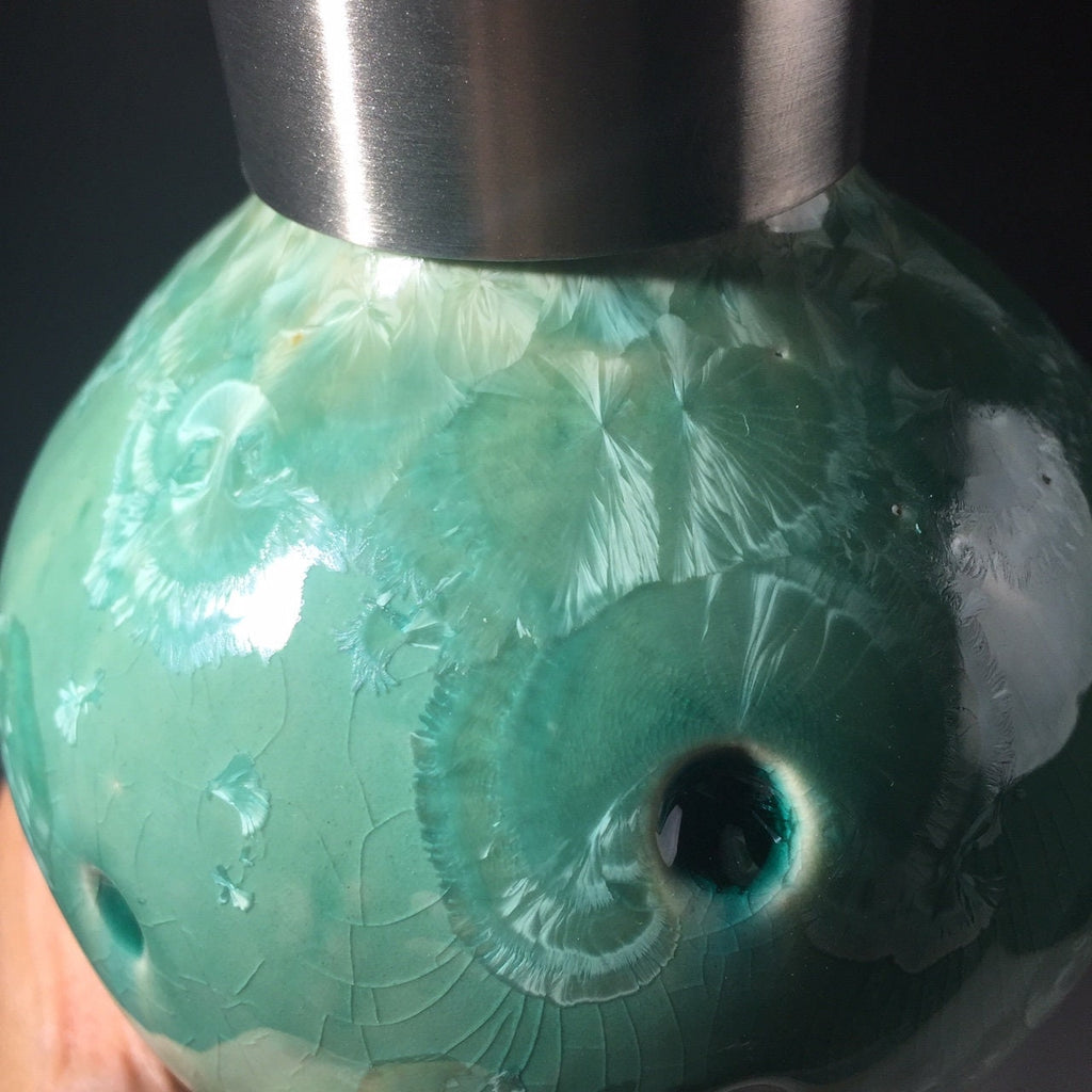 Foaming soap pump caribbean blue green,  with stainless foam soap top