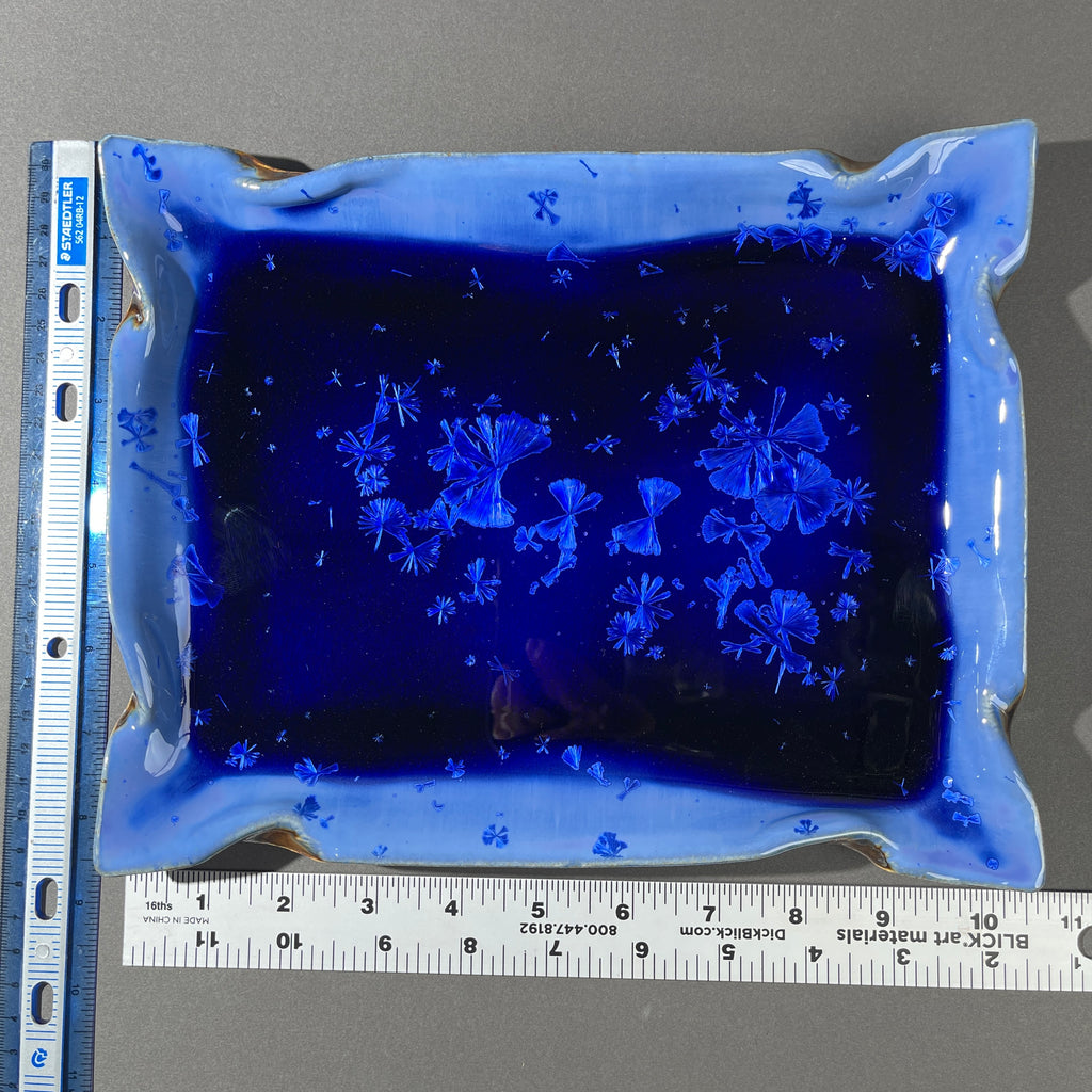 cobalt blue macro crystalline glazed tray by Hong Rubinstein One Dream Design TM