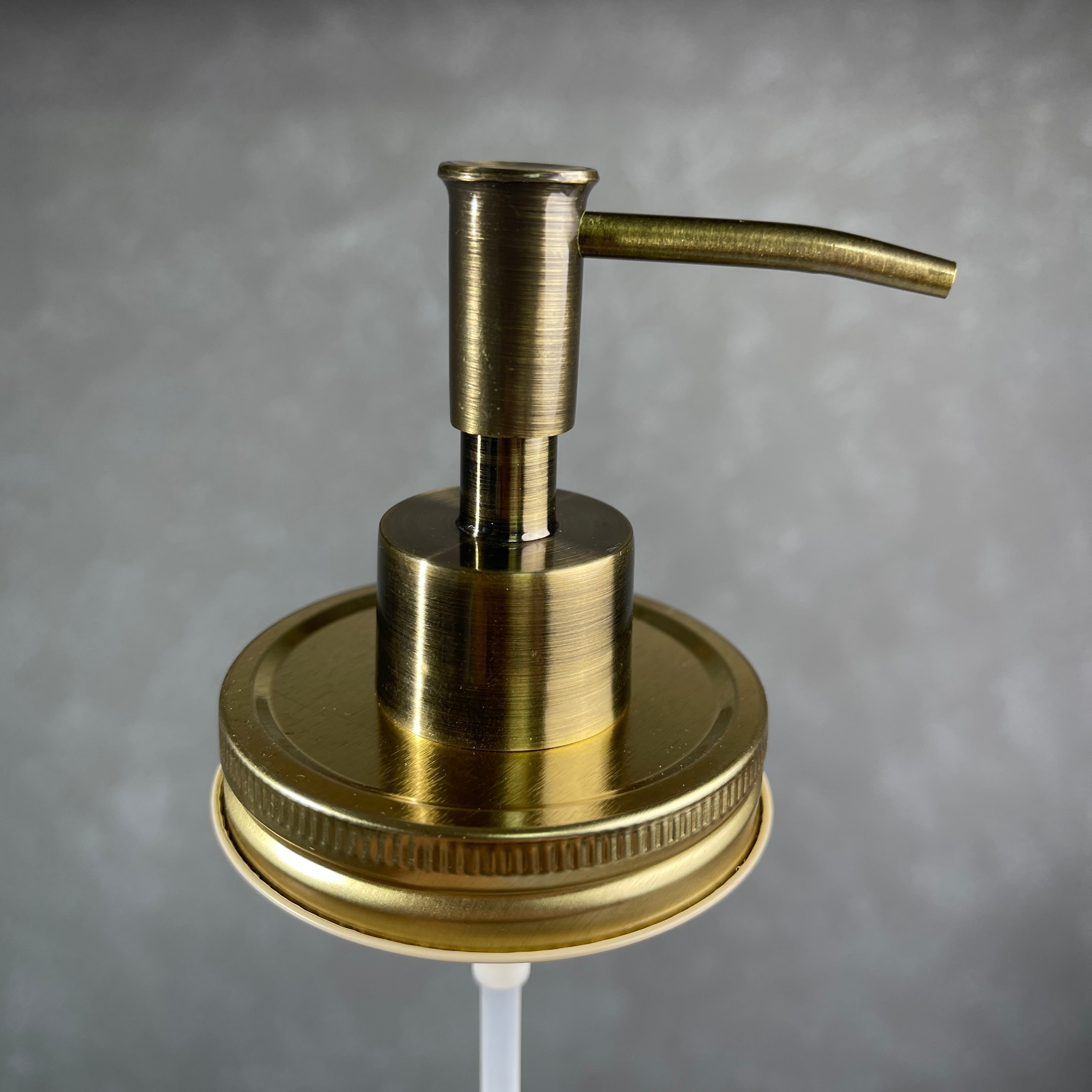 mason jjar soap pump kit  skinny brass with brass lid