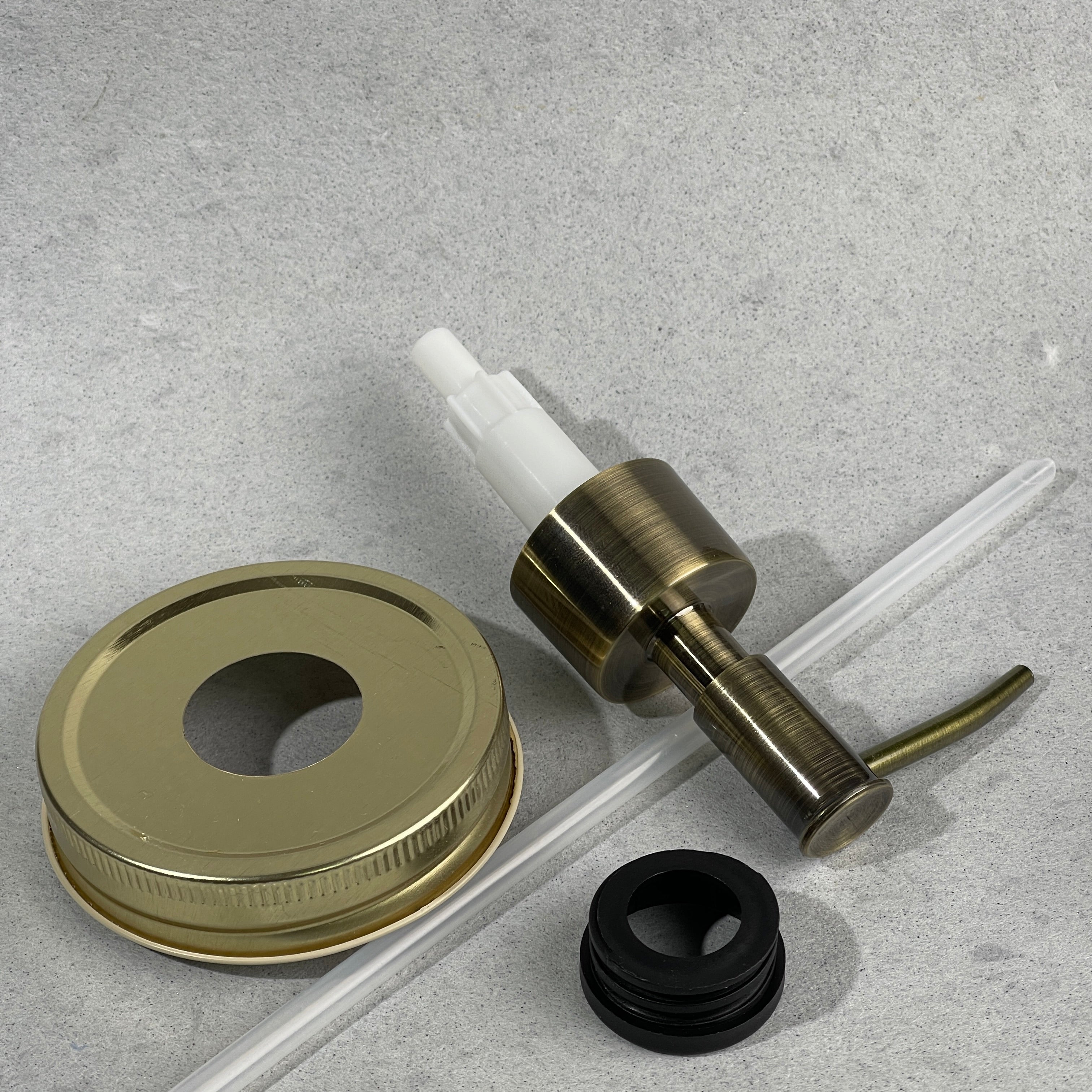 mason jjar soap pump kit  skinny brass with brass lid