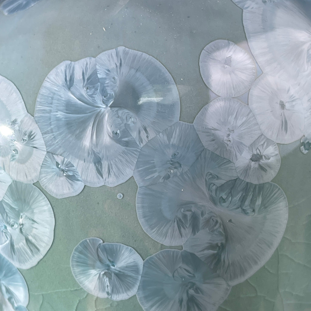 octopus topped pewter handmade soap pump crystalline glazed in ocean hues
