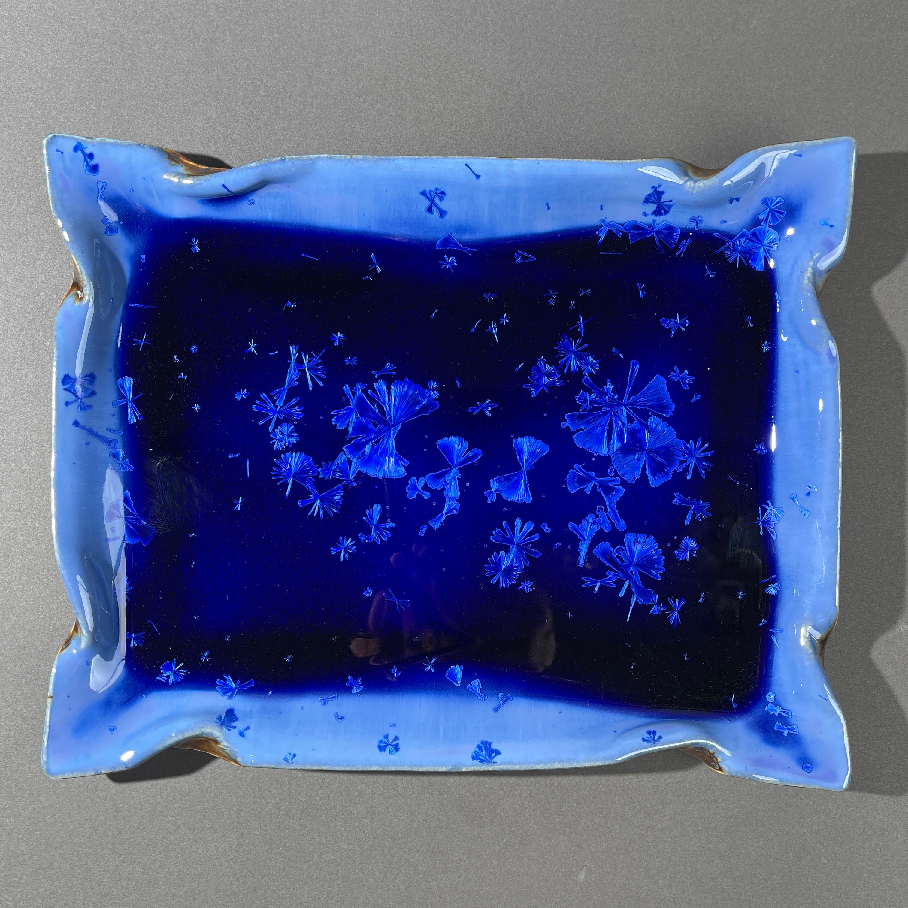 cobalt blue macro crystalline glazed tray by Hong Rubinstein One Dream Design TM