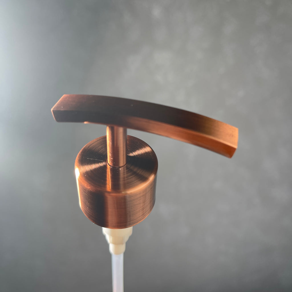 Copper finish metal soap pump top