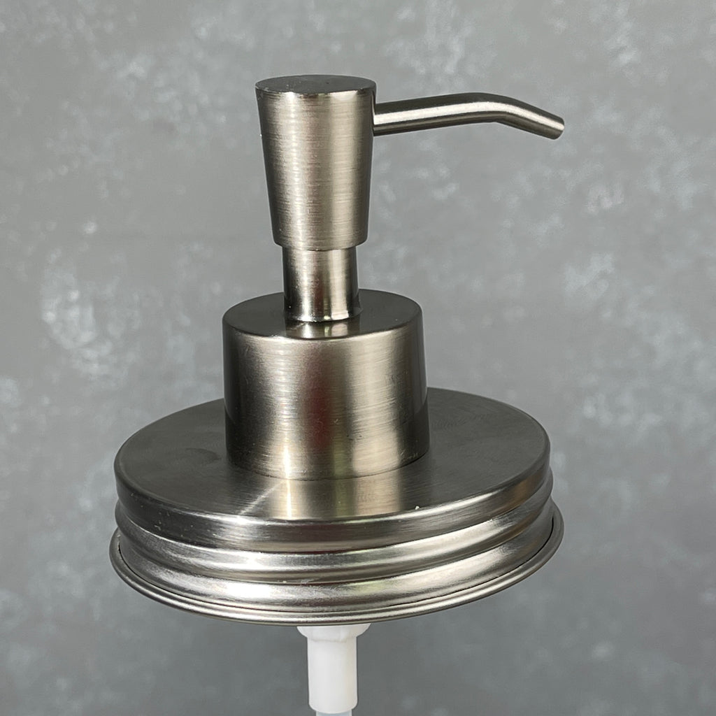 inverted cone modern mason jar  stainless steel soap pump kit