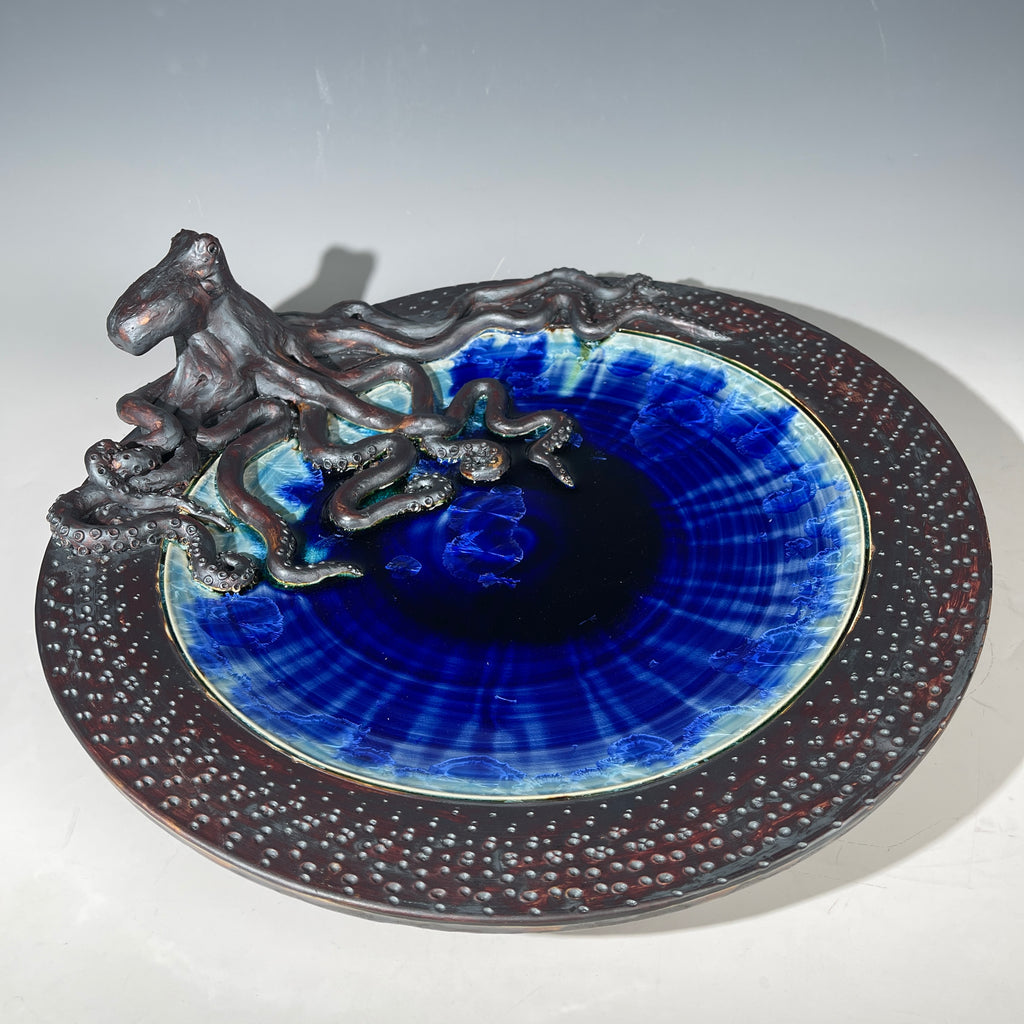 octopus platter macrocrystalline glazed sculpted octopus
