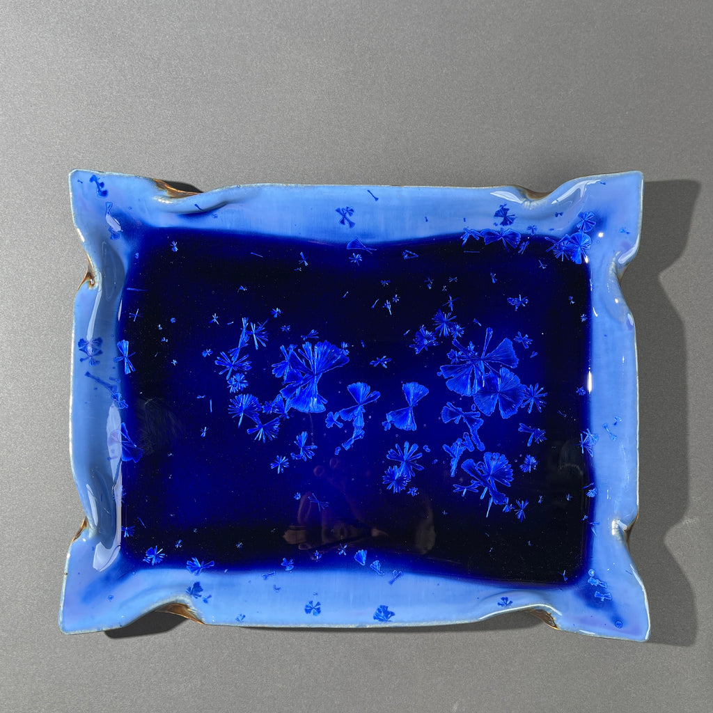 cobalt blue macro crystalline glazed tray by Hong Rubinstein One Dream Design TM