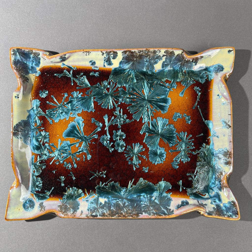 Amber Honey teal toned macro crystalline tray by Hong Rubinstein  of One Dream Design TM