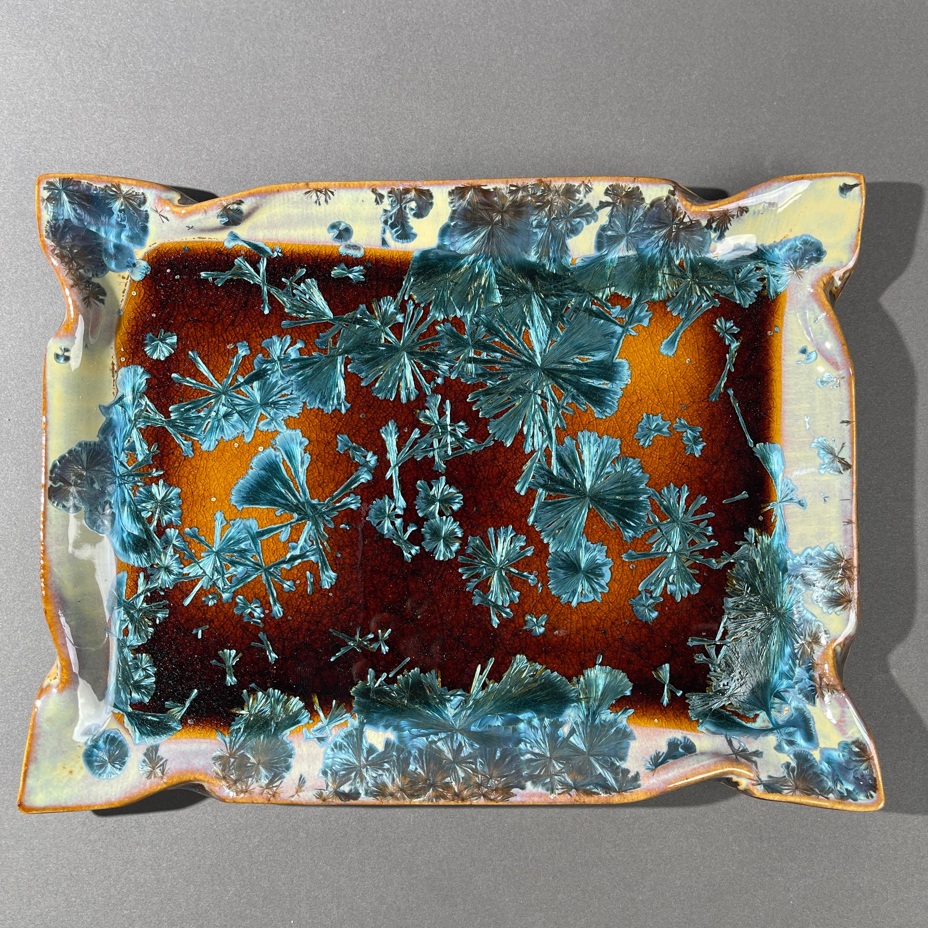 Amber Honey teal toned macro crystalline tray by Hong Rubinstein  of One Dream Design TM