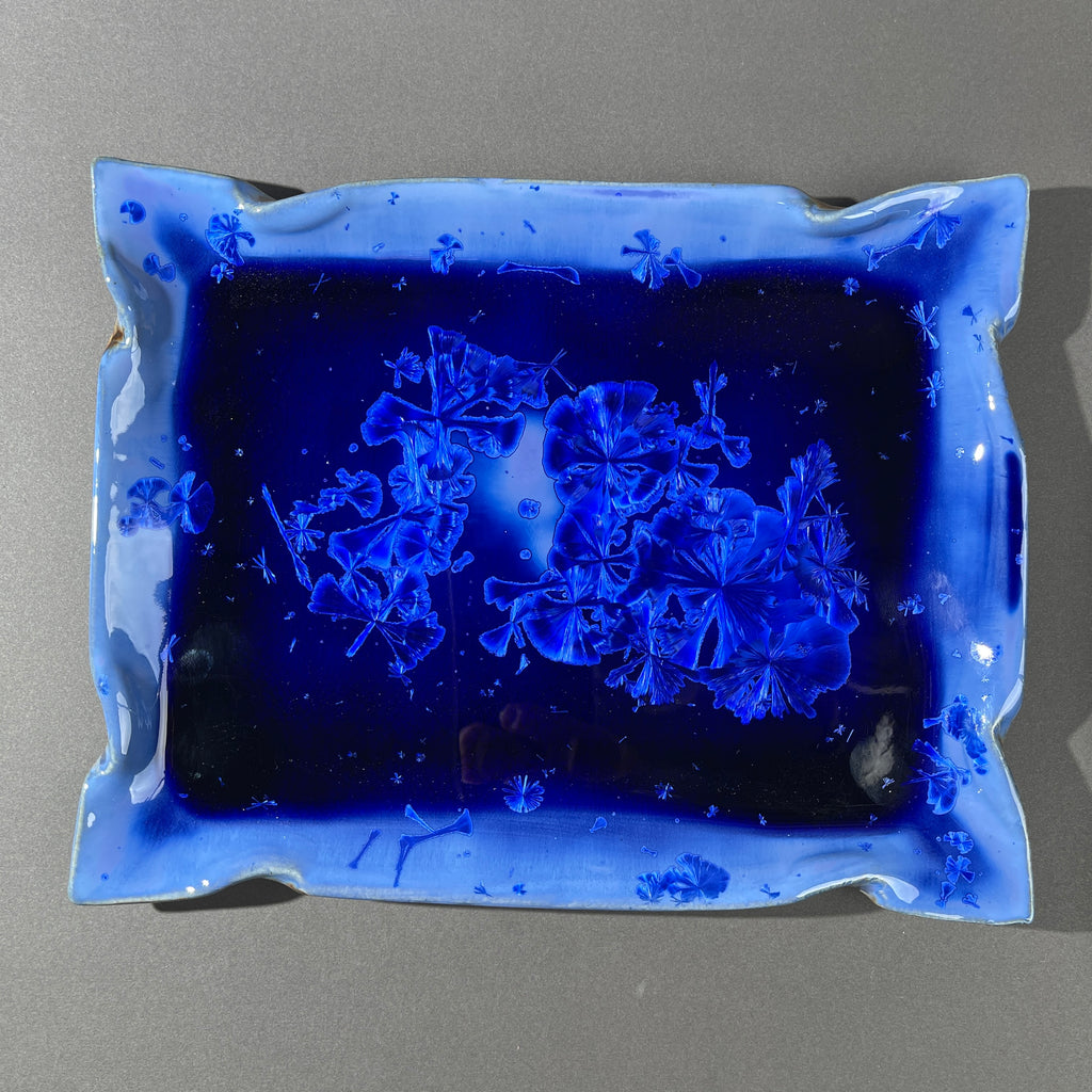 cobalt blue macro crystalline glazed tray by Hong Rubinstein One Dream DesignTM