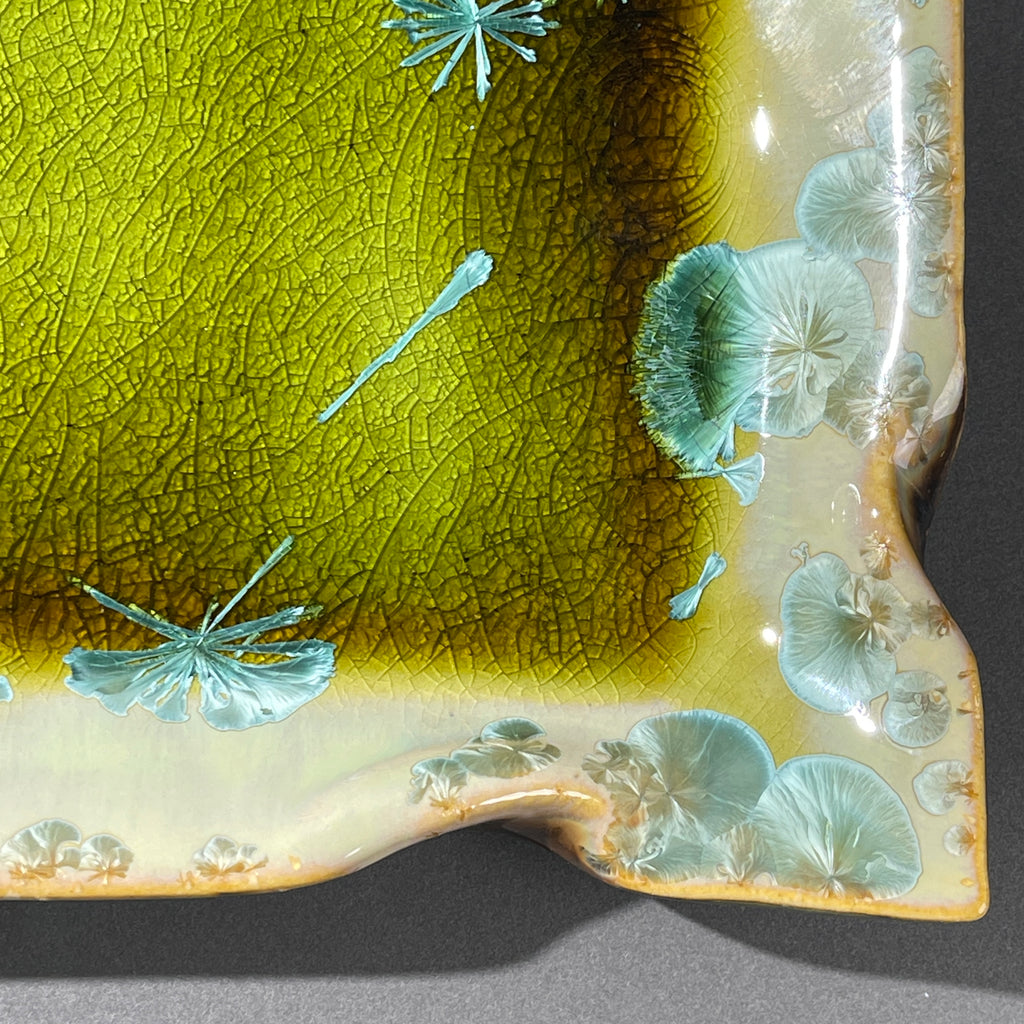 Spring Green  macro crystalline glazed Tray by Hong Rubinstein of One Dream Design TM 