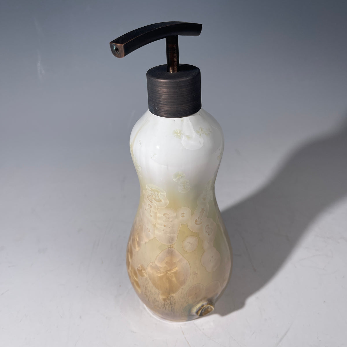 Soap pump in snow to wheat charcoal crystalline glaze