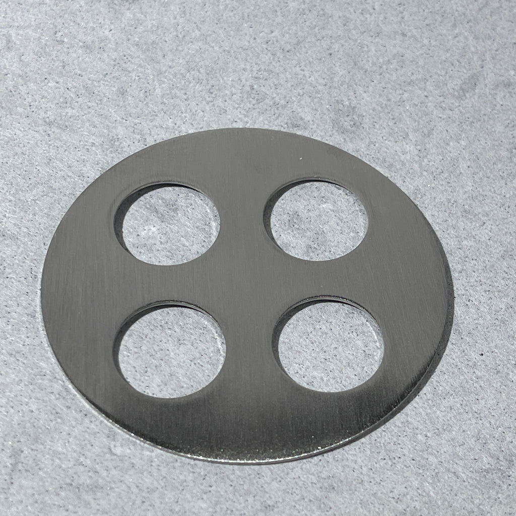 stainless four hole disk for potters for toothbrush holders and mason jar conversion