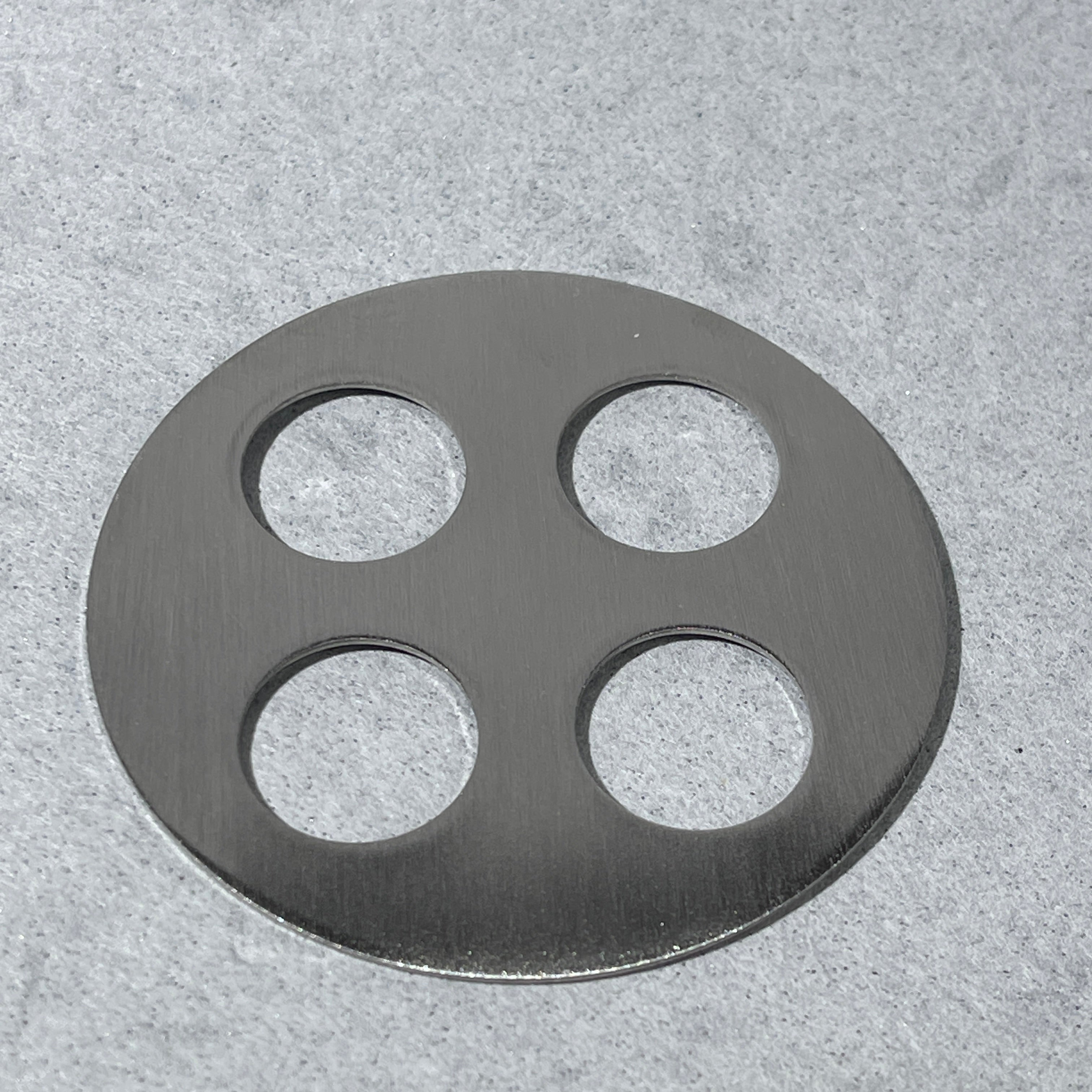 stainless four hole disk for potters for toothbrush holders and mason jar conversion