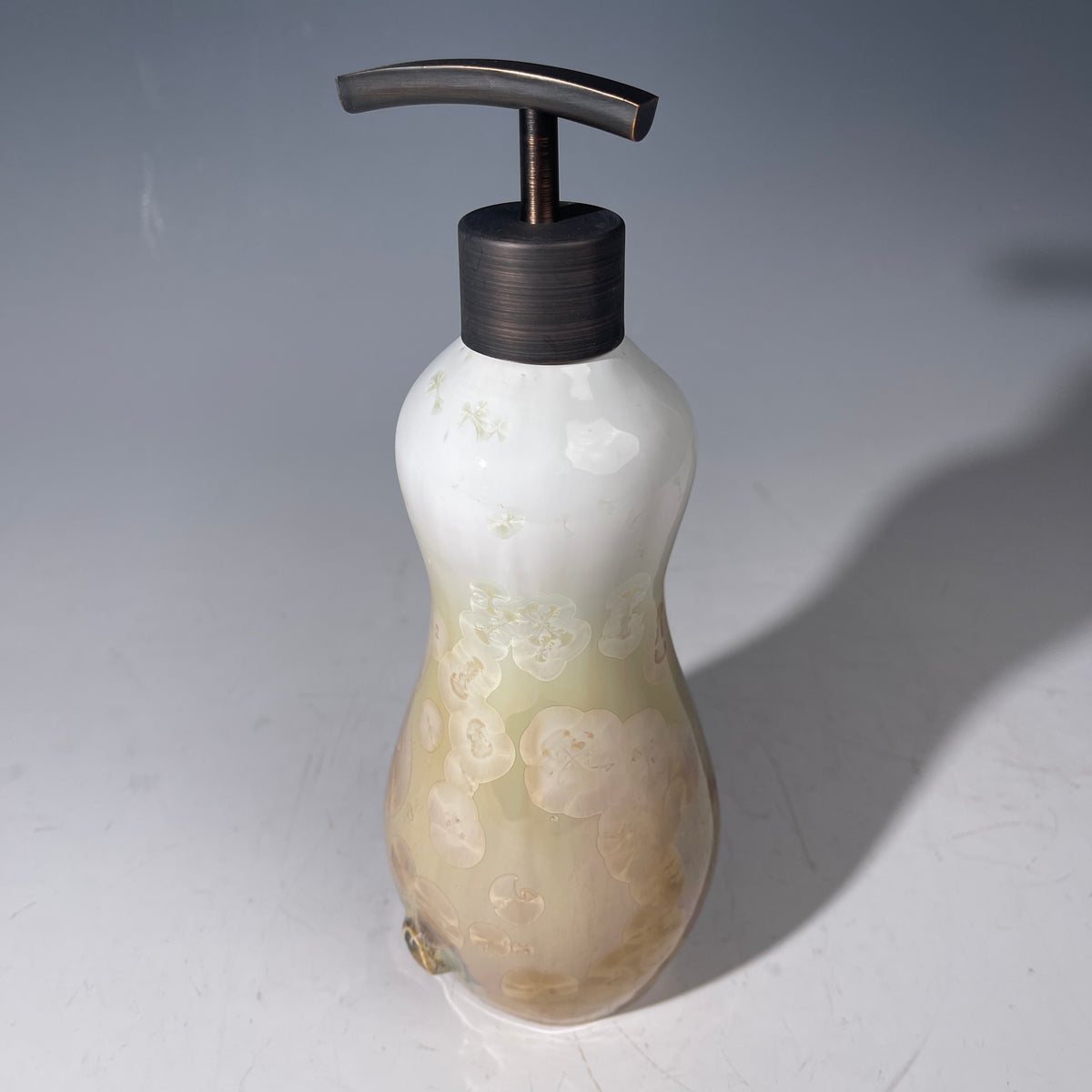 Soap pump in snow to wheat charcoal crystalline glaze