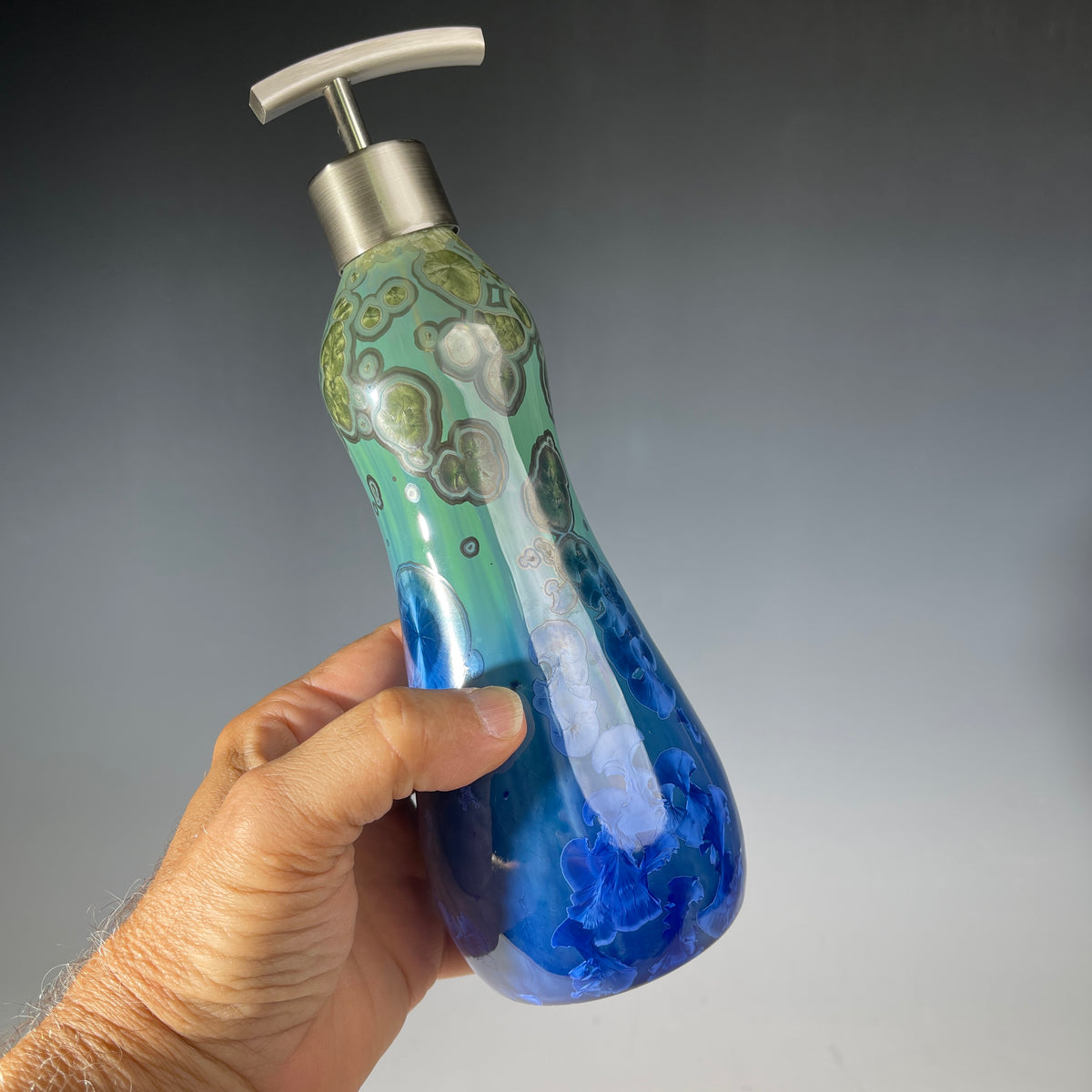 Soap Pump, Lotion and or Hand Sanitizer Pump -green forest jade ultramarine crystalline