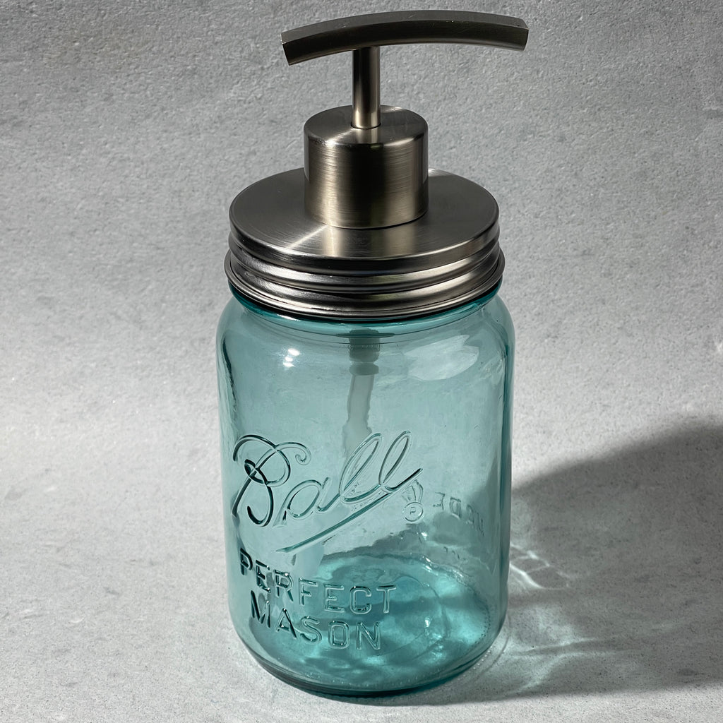 modern rainbow style stainless mason jar soap pump conversion kit
