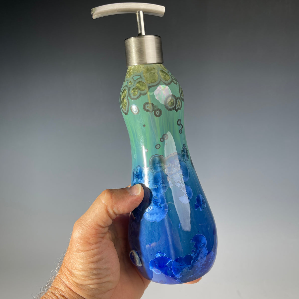 Soap Pump, Lotion and or Hand Sanitizer Pump -green forest jade ultramarine crystalline