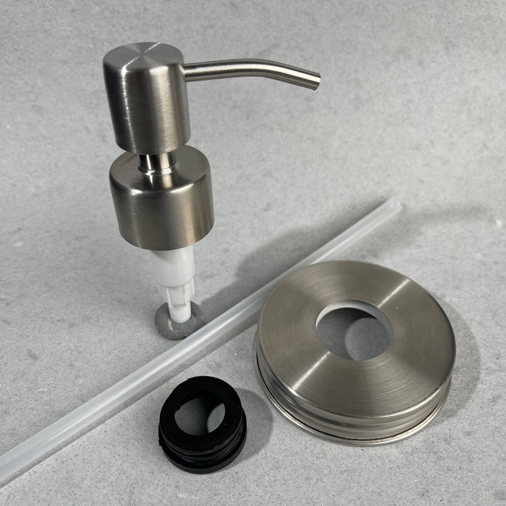 low profile stainless steel rust proof mason jar canning jar soap pump kit