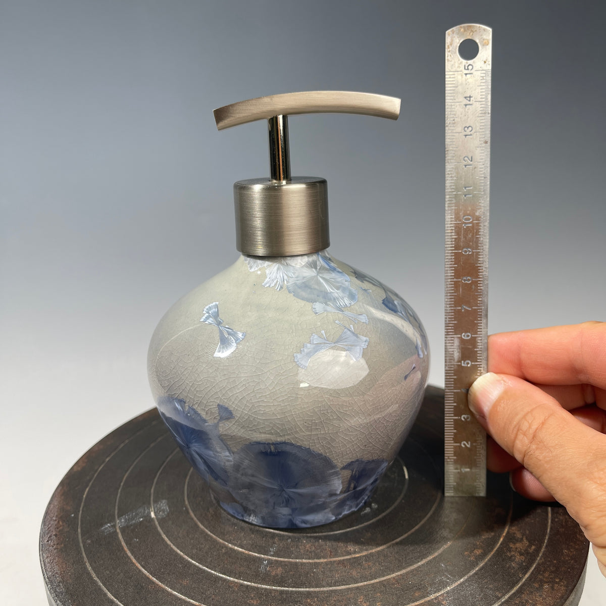 soap pump modern gray crystalline glazed with scale
