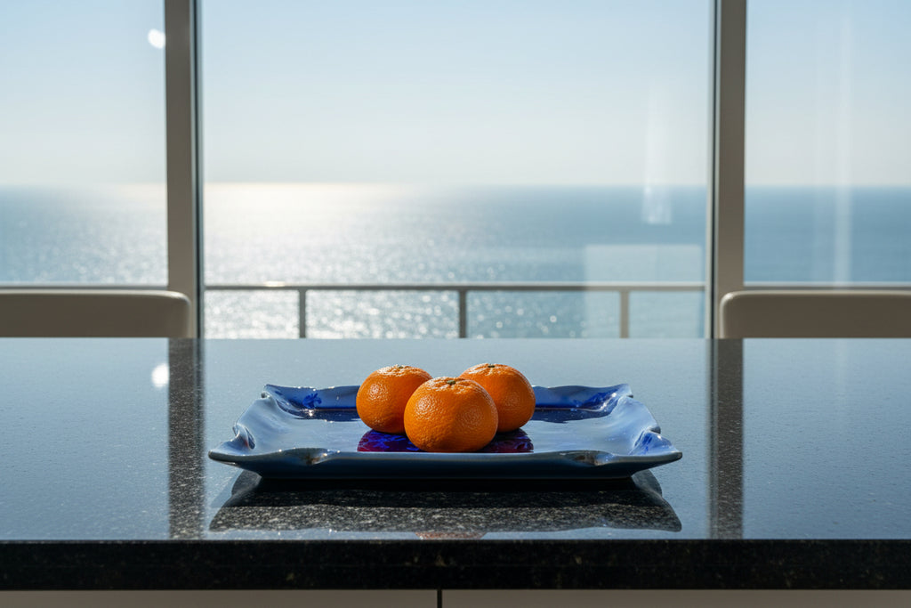 cobalt blue macro crystalline glazed tray by Hong Rubinstein One Dream DesignTM