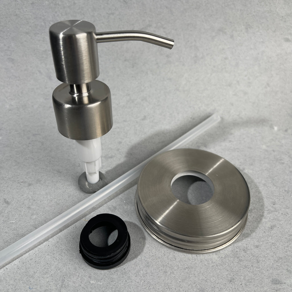 low profile stainless steel rust proof mason jar canning jar soap pump kit