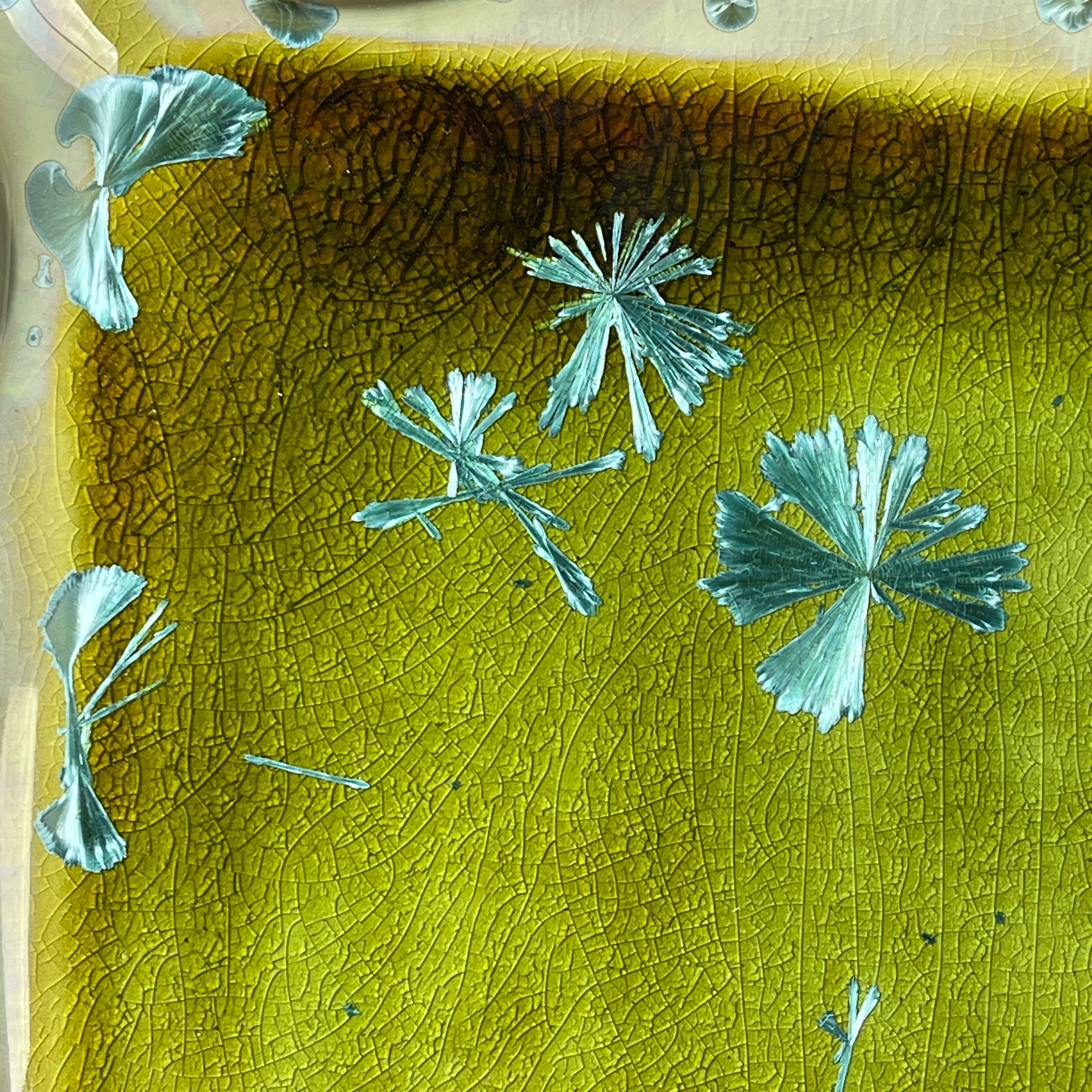 Spring Green  macro crystalline glazed Tray by Hong Rubinstein of One Dream Design TM 