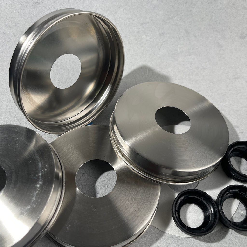 stainless lids with hole  and collars for wide mouth mason jars
