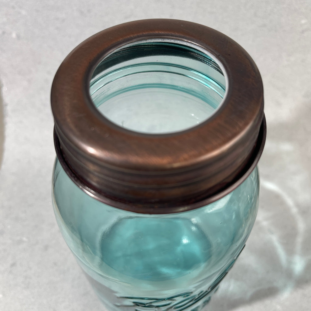 mason jar soap pump or lid adapter band in bronze finish regular mouth
