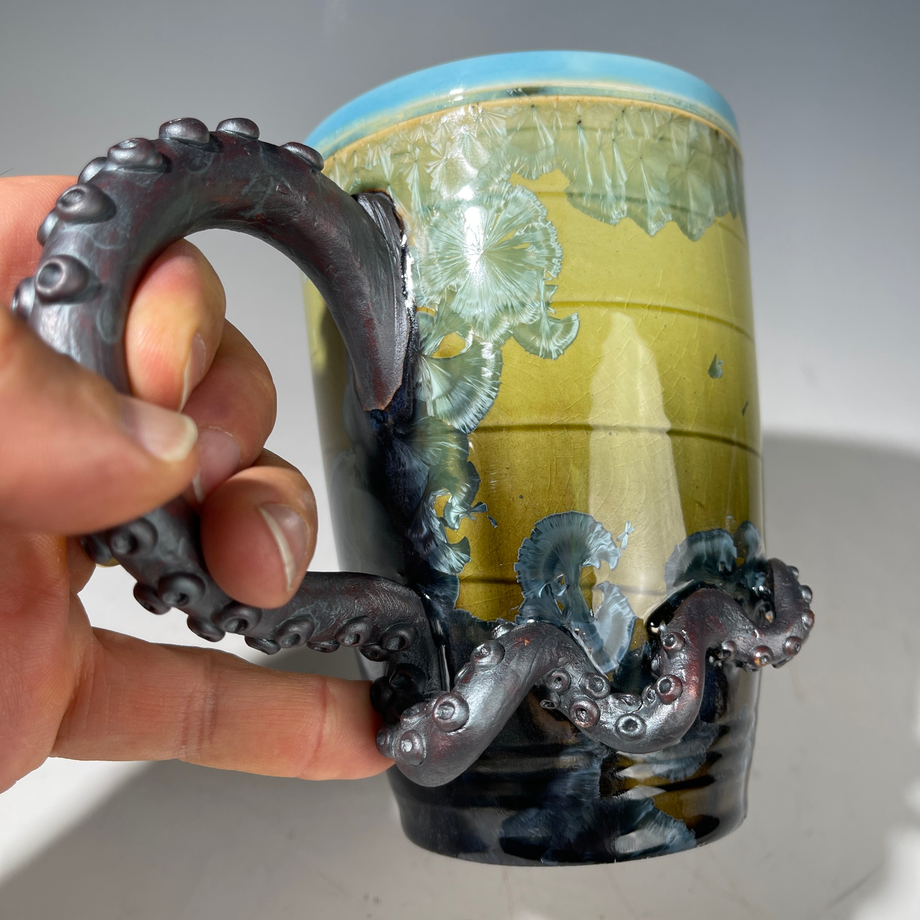 Octo mug  crystalline glazed Ceramic art by Adam and Hong Rubinstein