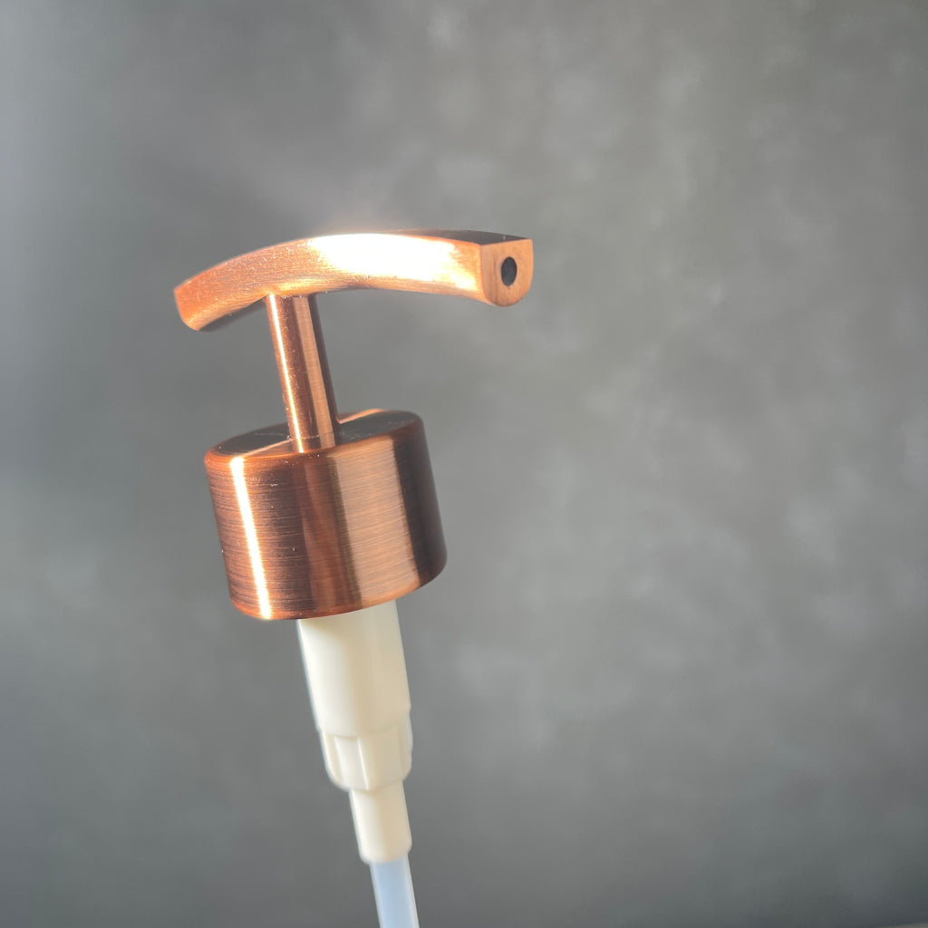 Copper finish metal soap pump top
