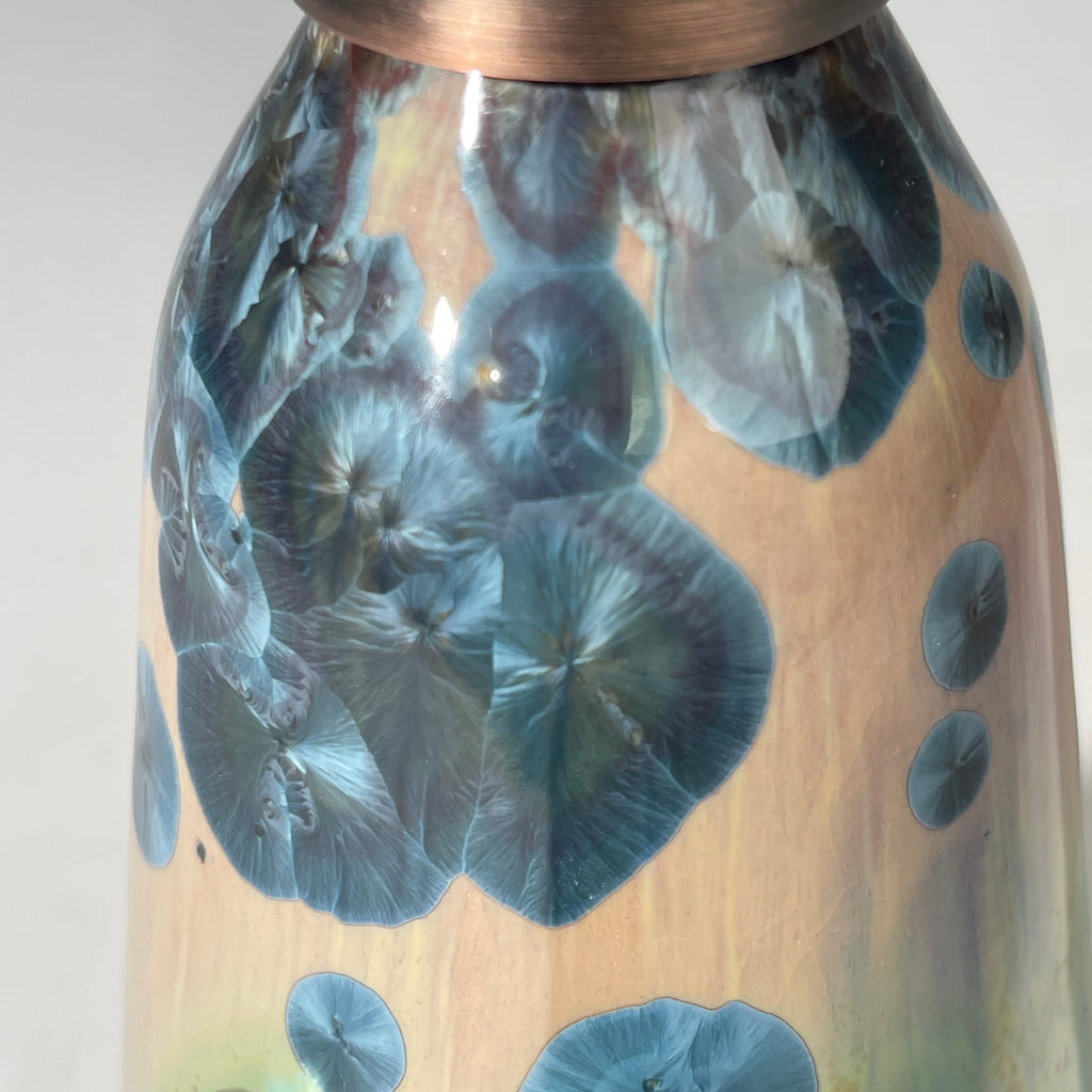 happy man soap pump close up of crystalline structure of the glaze