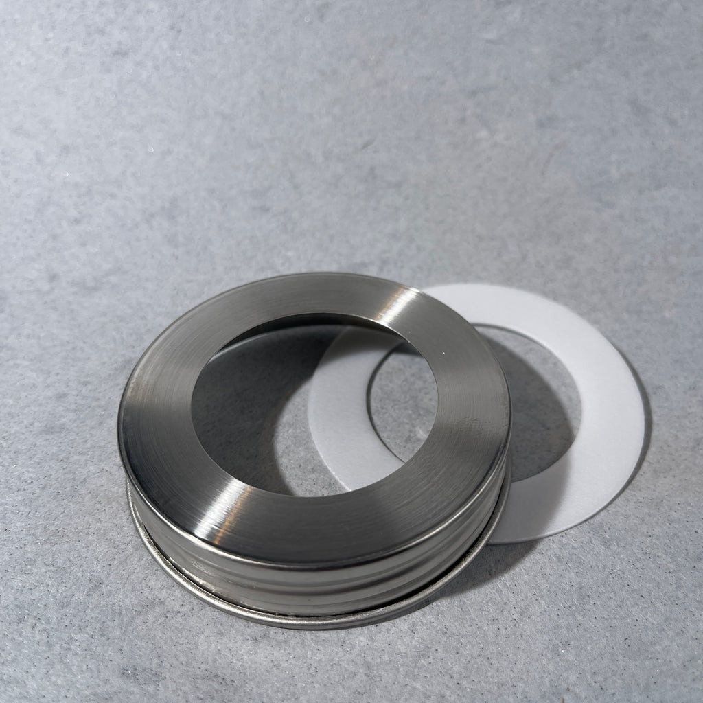 stainless steel lid for regular mouth mason jar with large hole for foamer collar or lid band use