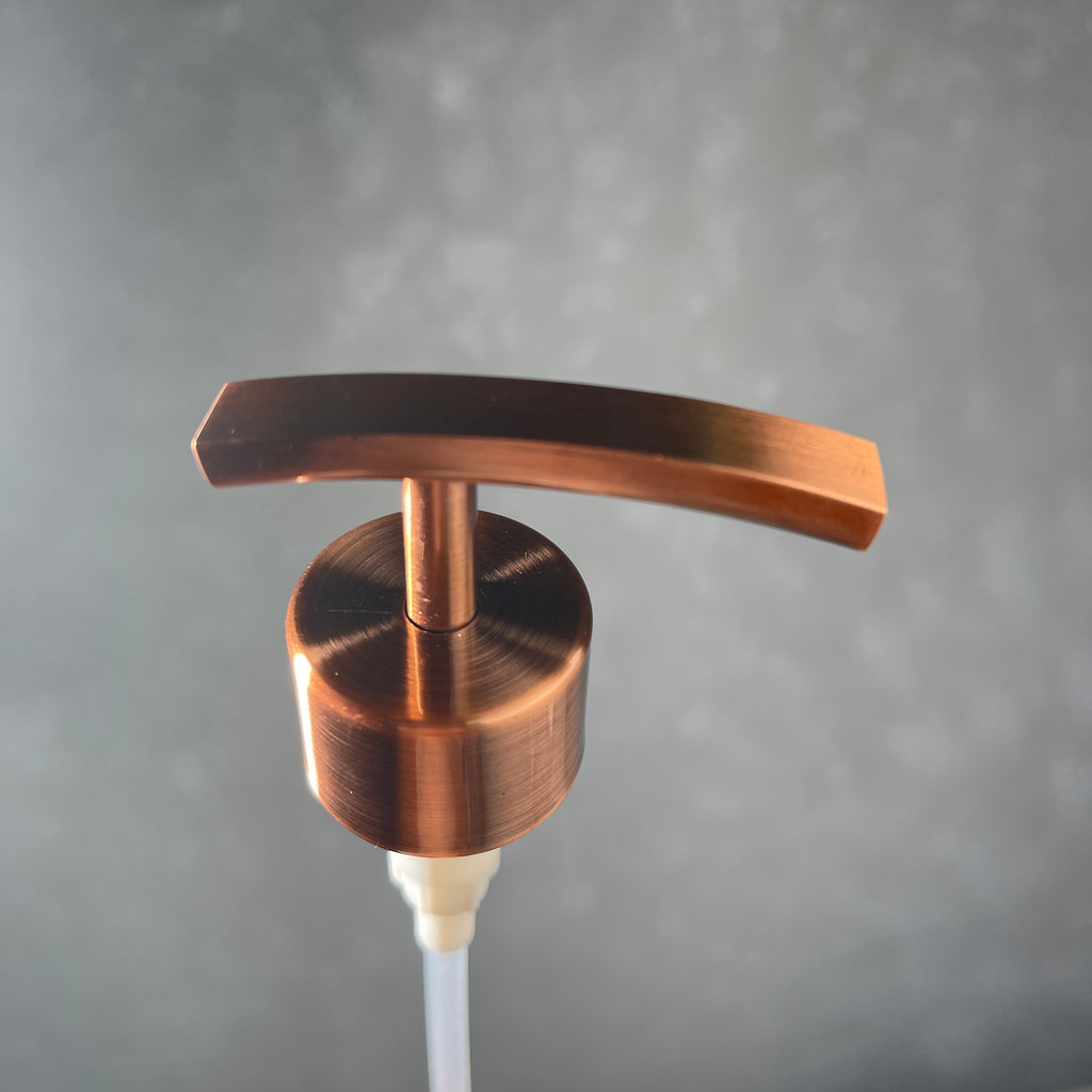 Copper finish metal soap pump top
