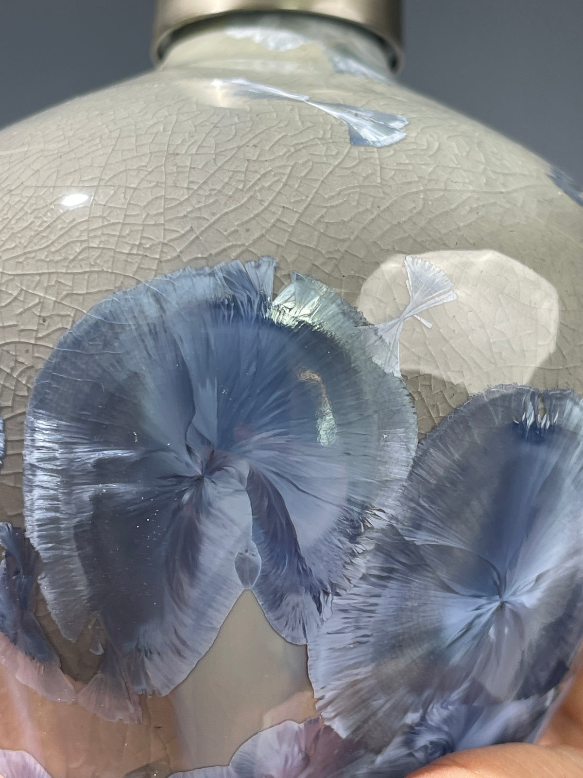 close up of macro-crystalline glazed soap pump