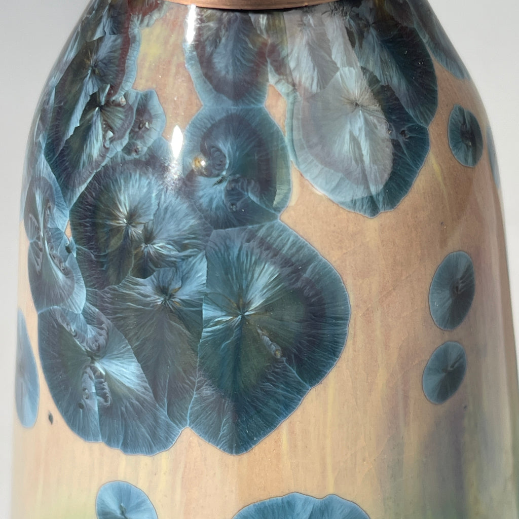 happy man soap pump close up of crystalline structure of the glaze